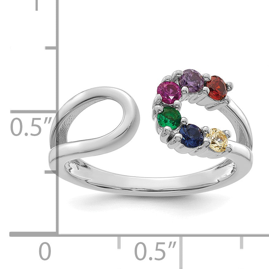 14k White Gold 6 Birthstone Wrap Mother's Ring Mounting