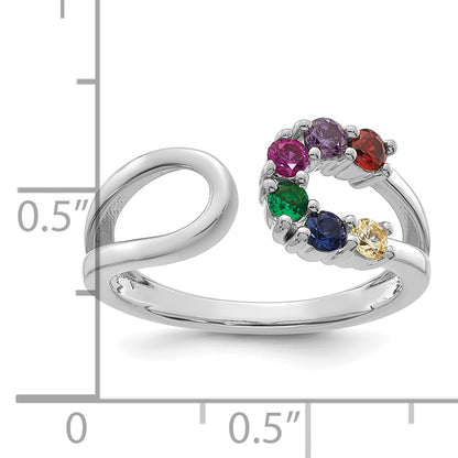 14k White Gold 6 Birthstone Wrap Mother's Ring Mounting