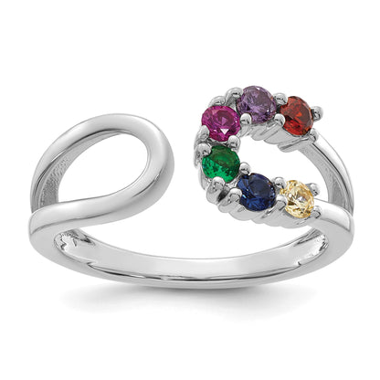 14k White Gold 6 Birthstone Wrap Mother's Ring Mounting