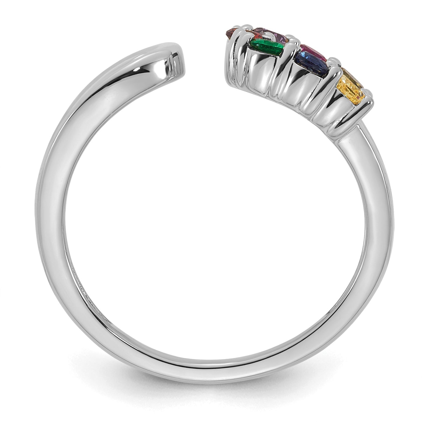 14k White Gold 7 Birthstone Wrap Mother's Ring Mounting