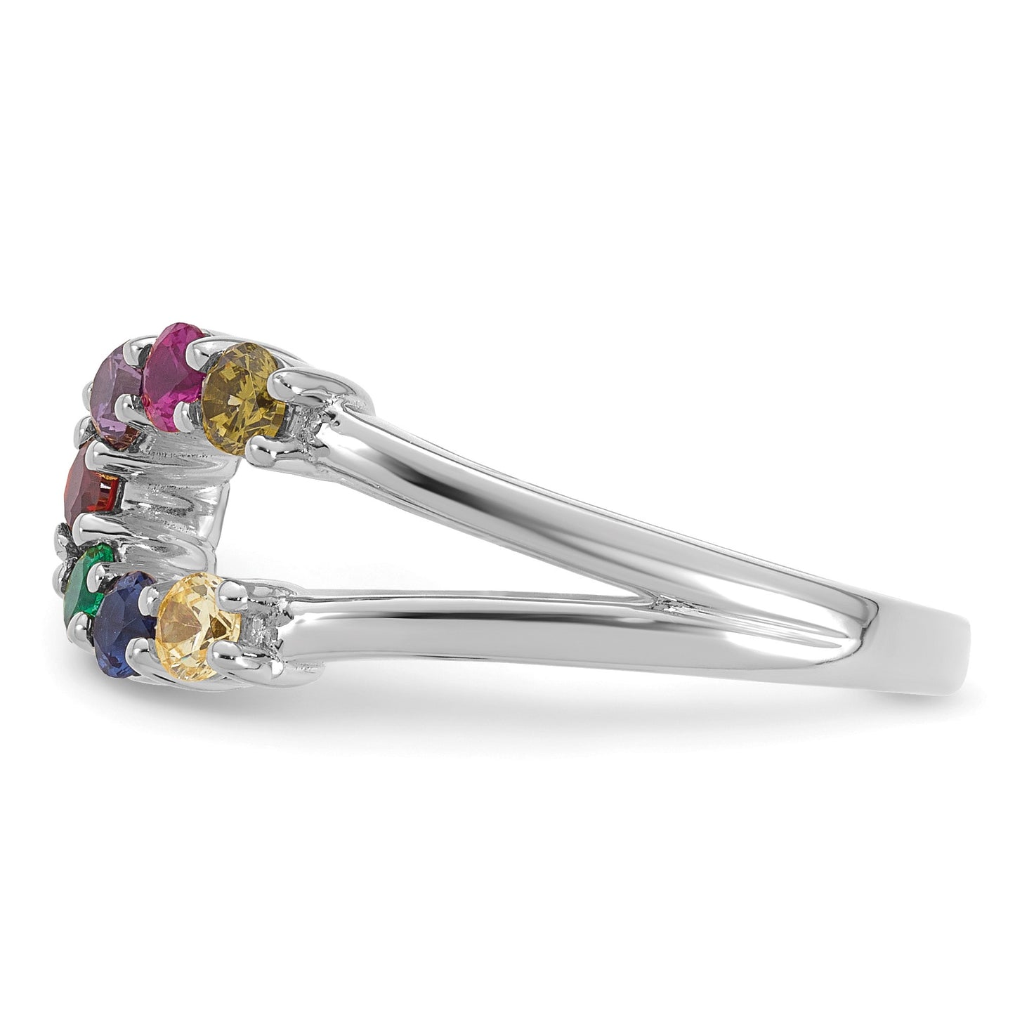 14k White Gold 7 Birthstone Wrap Mother's Ring Mounting