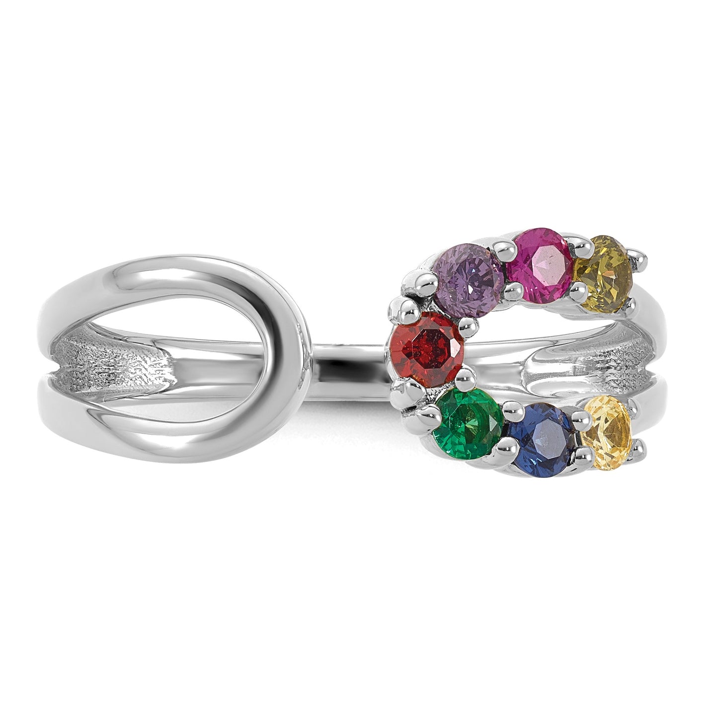 14k White Gold 7 Birthstone Wrap Mother's Ring Mounting