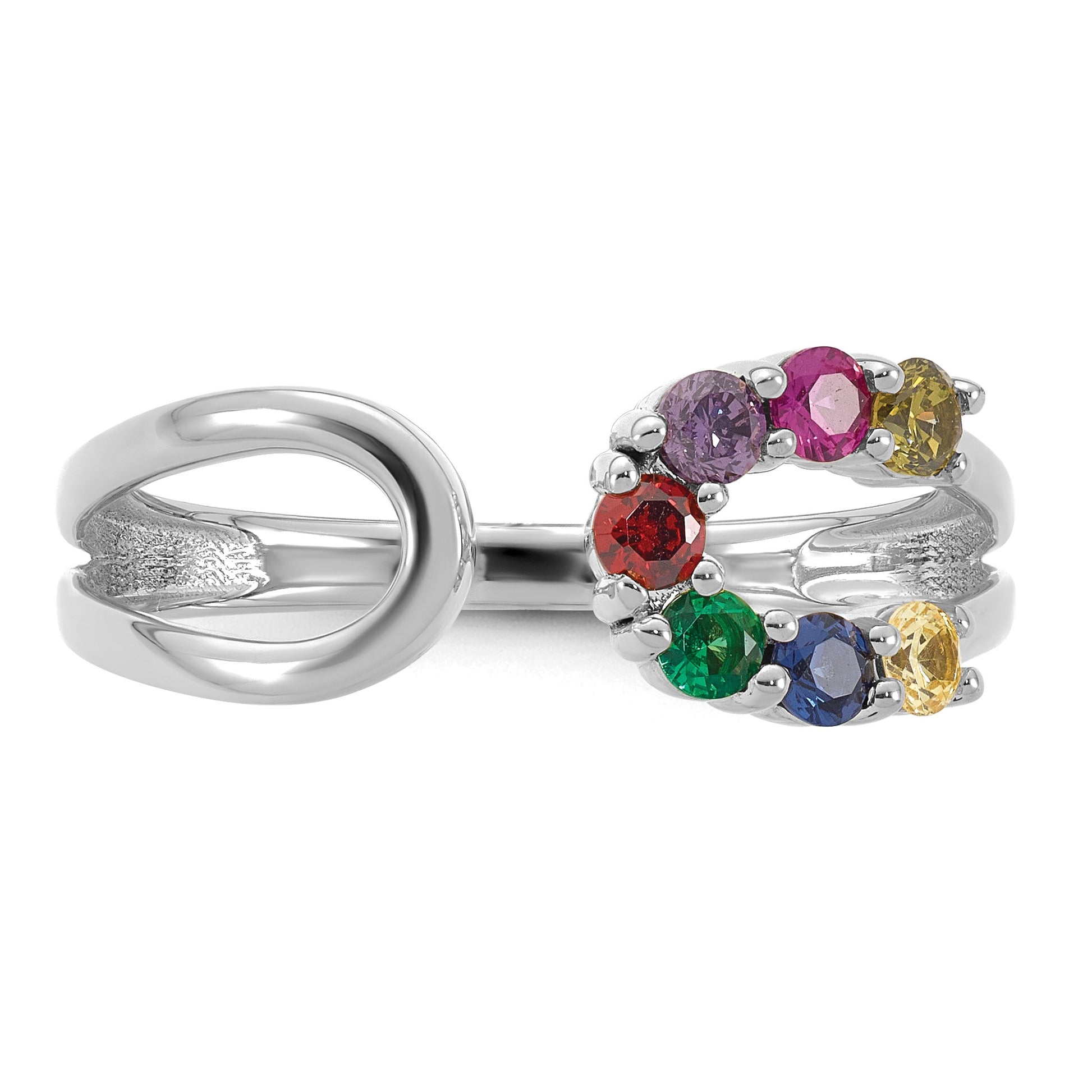 14k White Gold 7 Birthstone Wrap Mother's Ring Mounting