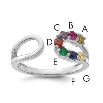 14k White Gold 7 Birthstone Wrap Mother's Ring Mounting