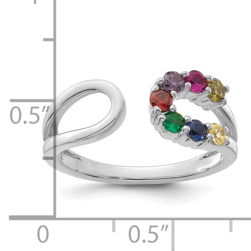 14k White Gold 7 Birthstone Wrap Mother's Ring Mounting