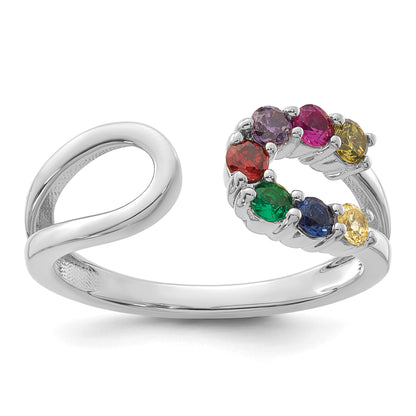 14k White Gold 7 Birthstone Wrap Mother's Ring Mounting