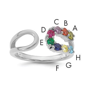 14k White Gold 8 Birthstone Wrap Mother's Ring Mounting