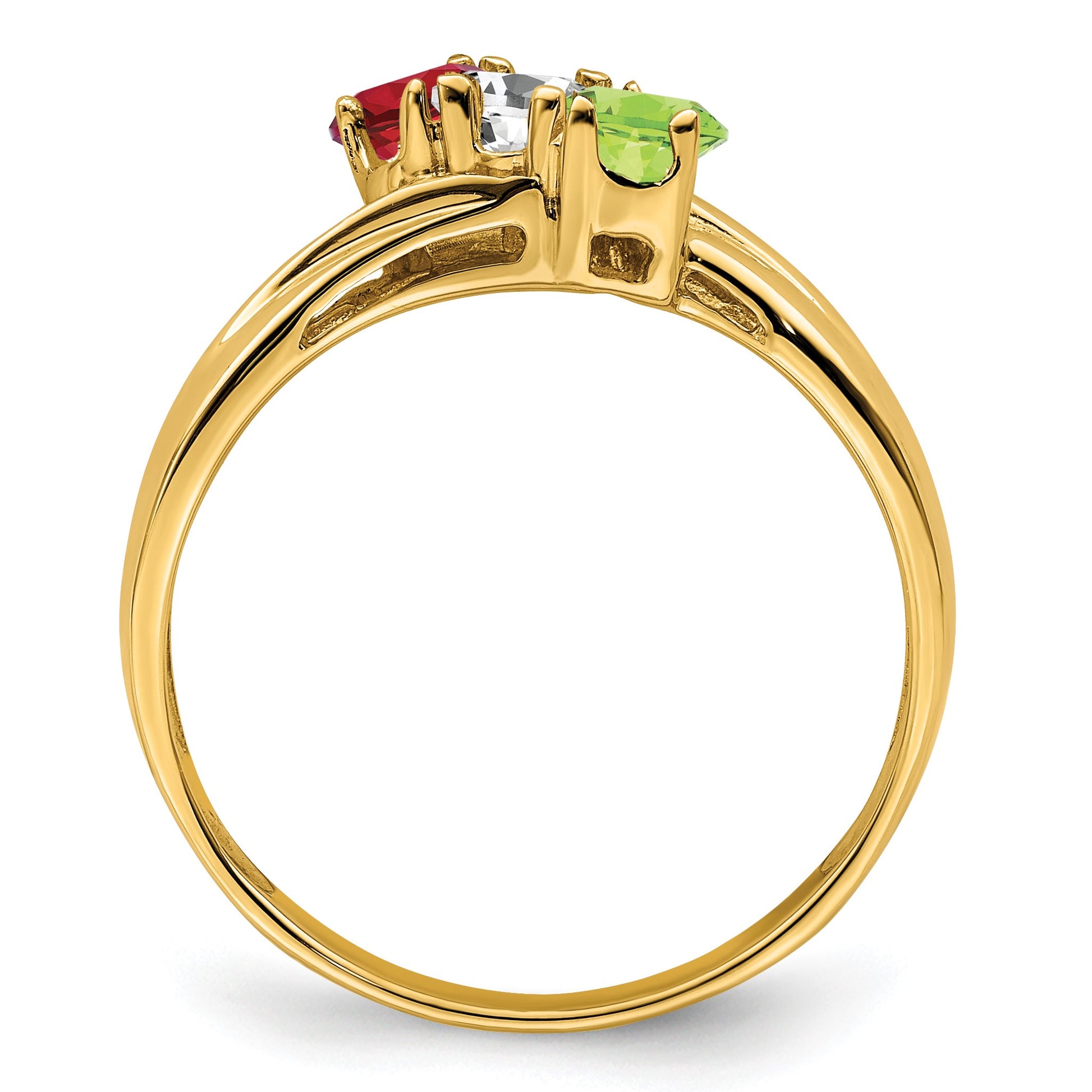 14k Polished 3-Stone Mothers Ring Mounting