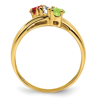 14k Polished 3-Stone Mothers Ring Mounting