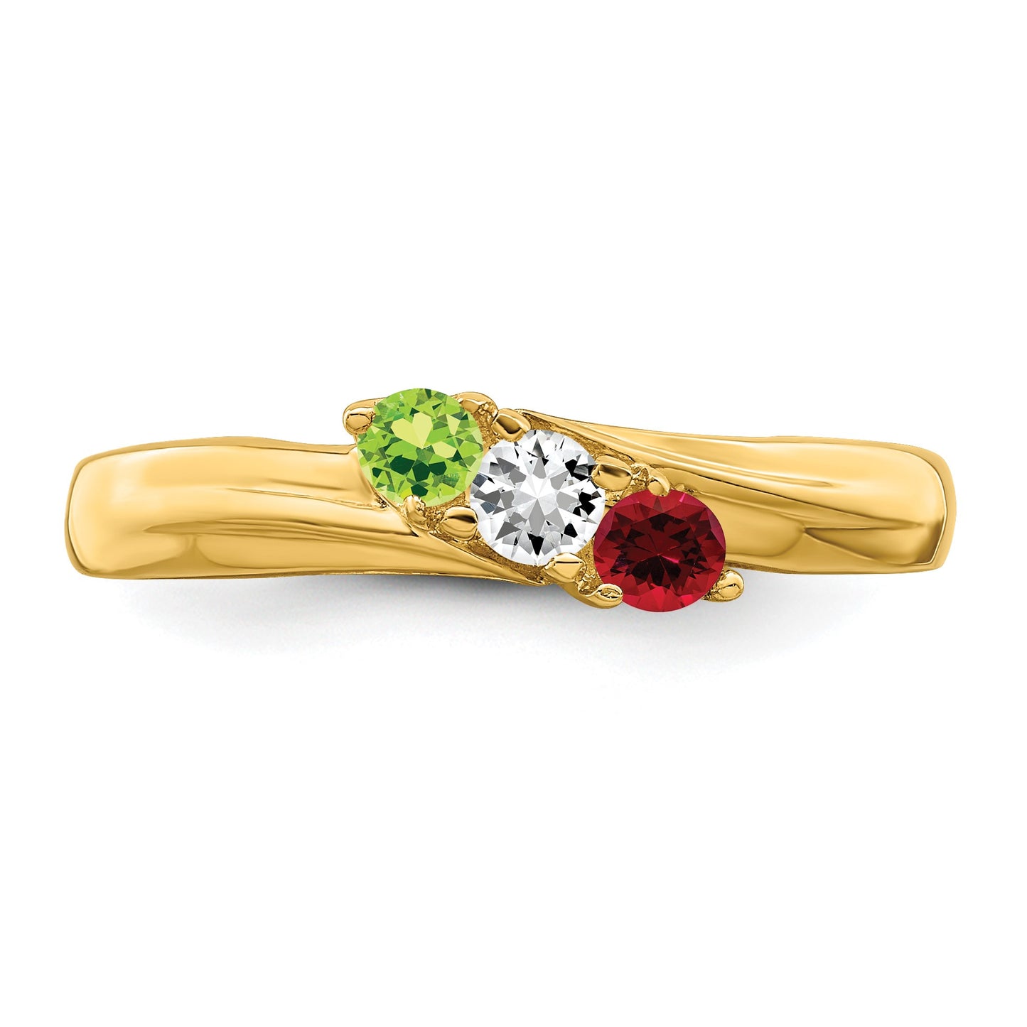 14k Polished 3-Stone Mothers Ring Mounting