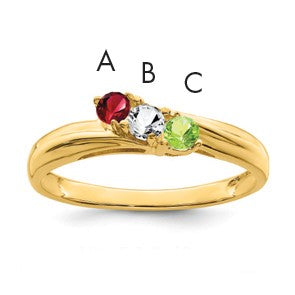 14k Polished 3-Stone Mothers Ring Mounting
