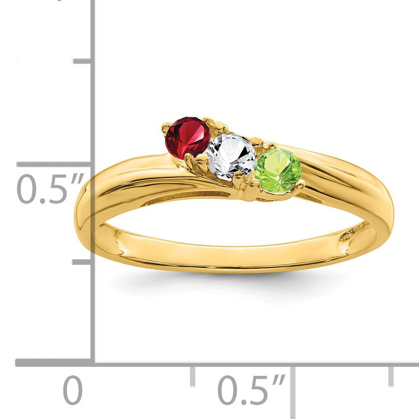 14k Polished 3-Stone Mothers Ring Mounting