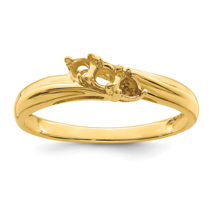 14k Polished 3-Stone Mothers Ring Mounting