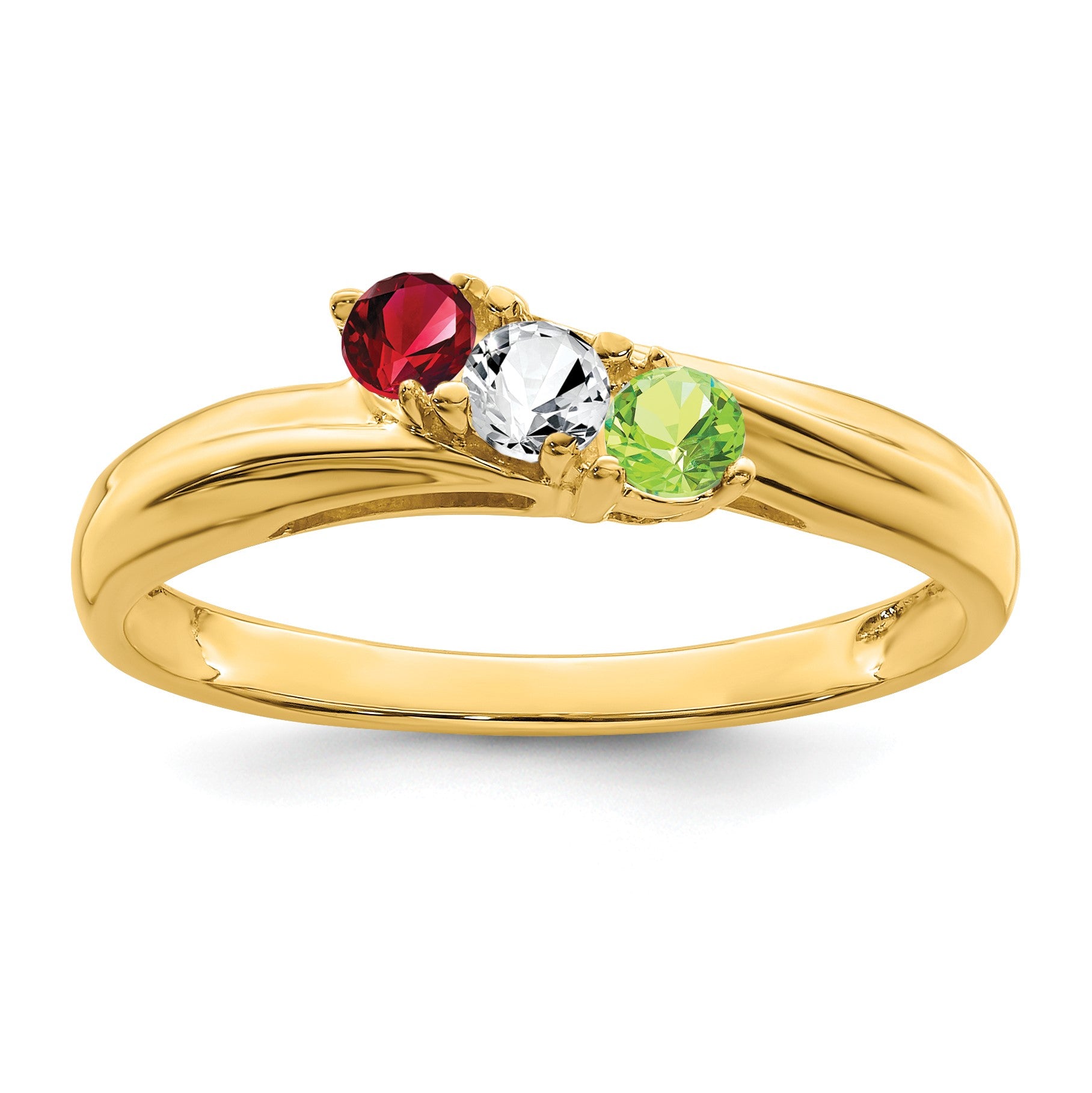 14k Polished 3-Stone Mothers Ring Mounting