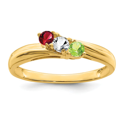 14k Polished 3-Stone Mothers Ring Mounting