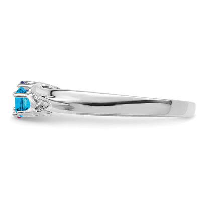 Sterling Silver Rhodium-plated Synthetic 3 Stone Mother's Ring