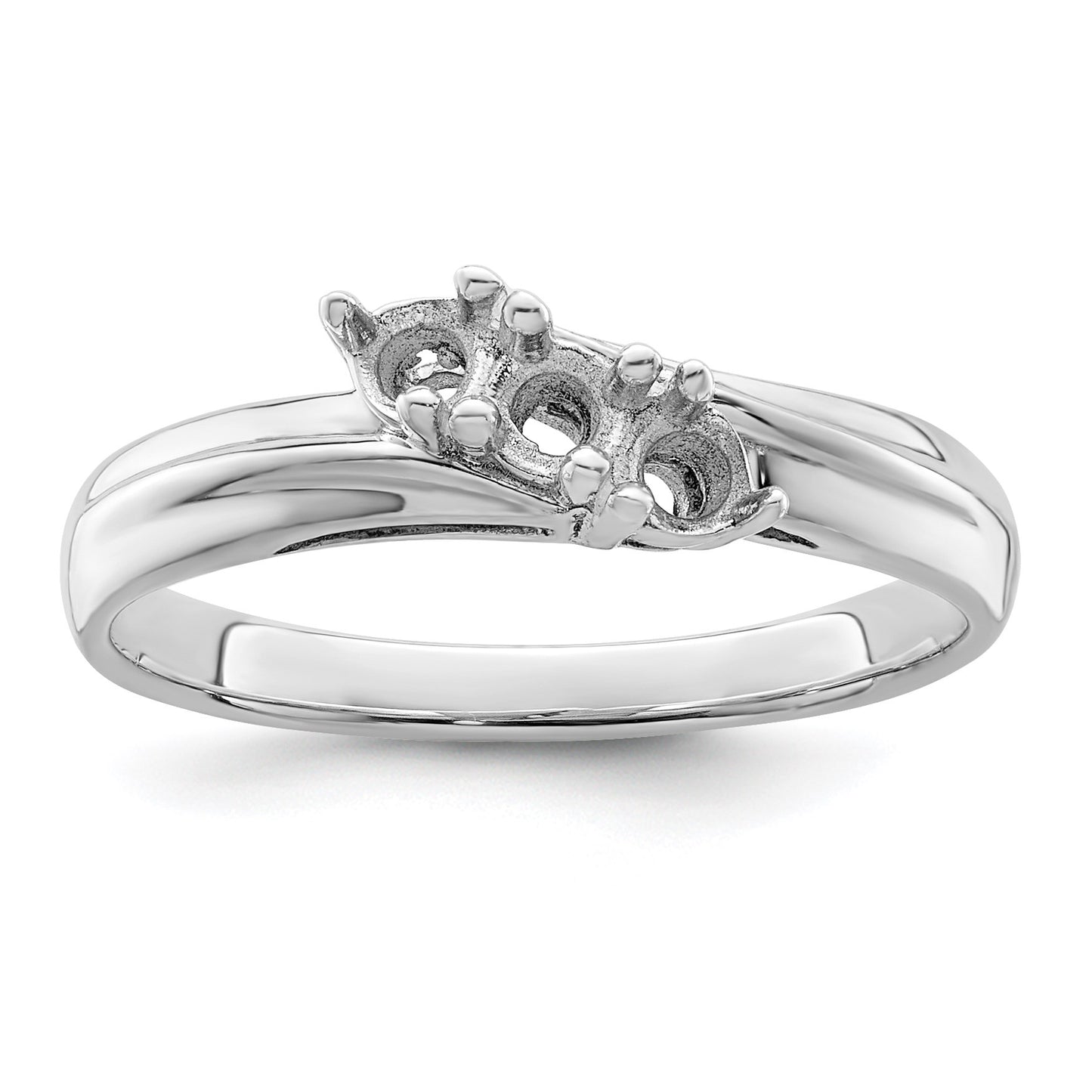 Sterling Silver Rhodium-plated Synthetic 3 Stone Mother's Ring