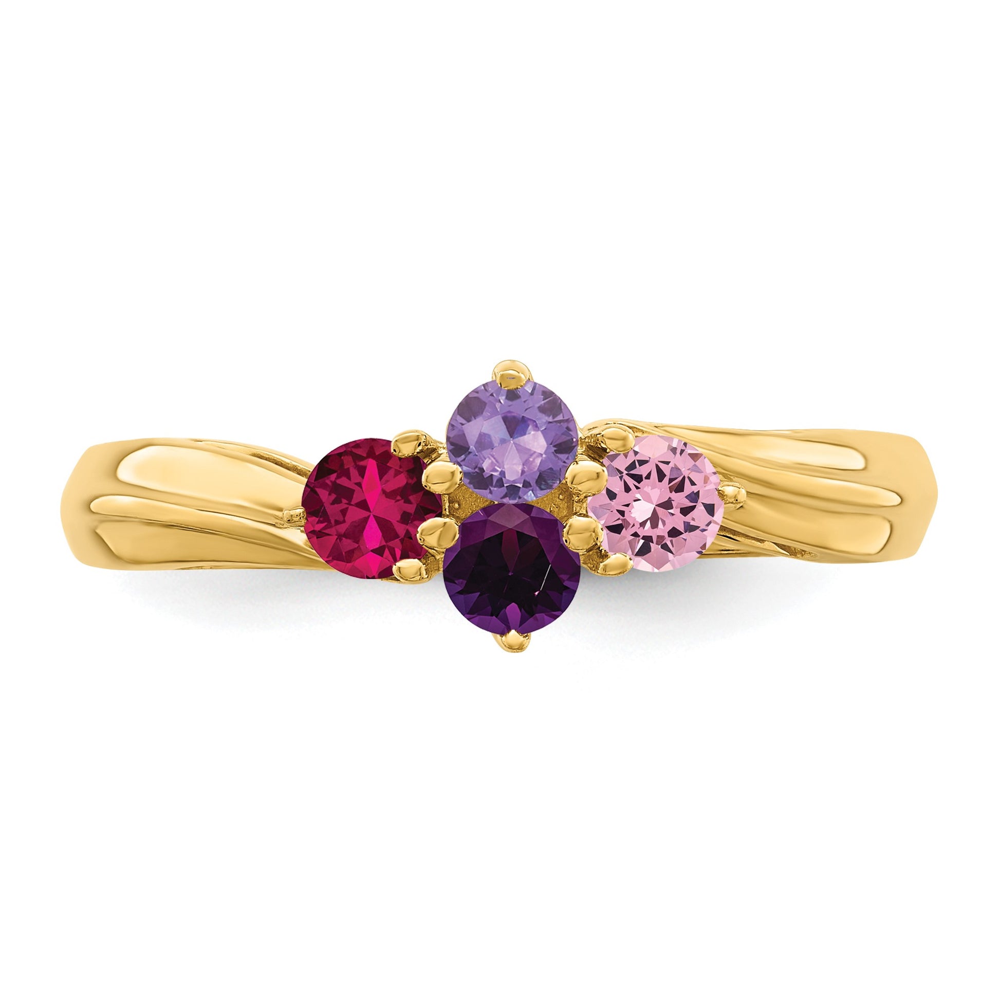 14k Polished 4-Stone Mothers Ring Mounting