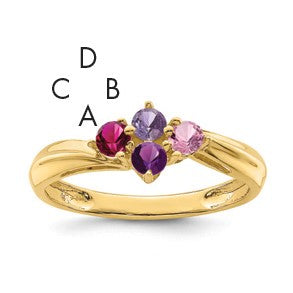 14k Polished 4-Stone Mothers Ring Mounting