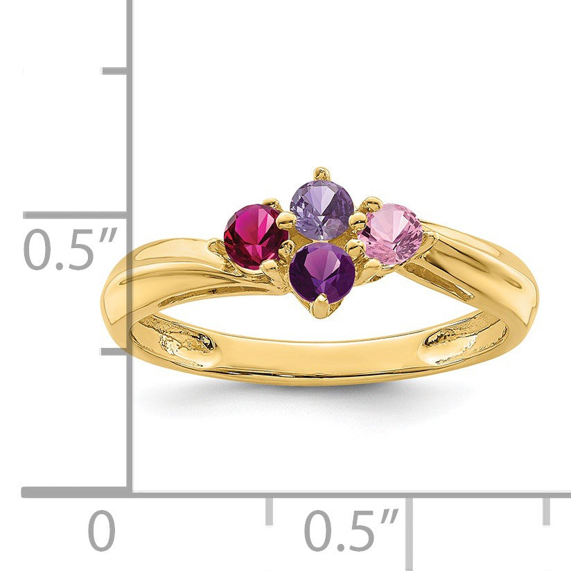 14k Polished 4-Stone Mothers Ring Mounting