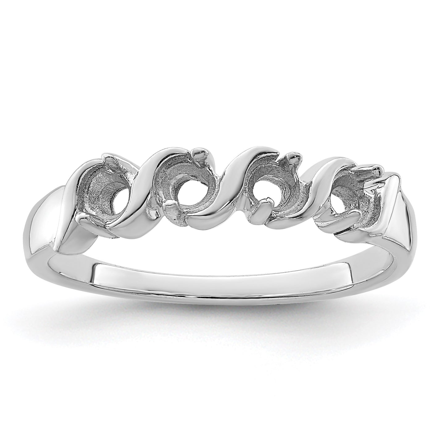 Sterling Silver Rhodium-plated Synthetic 4 Stone Mother's Ring