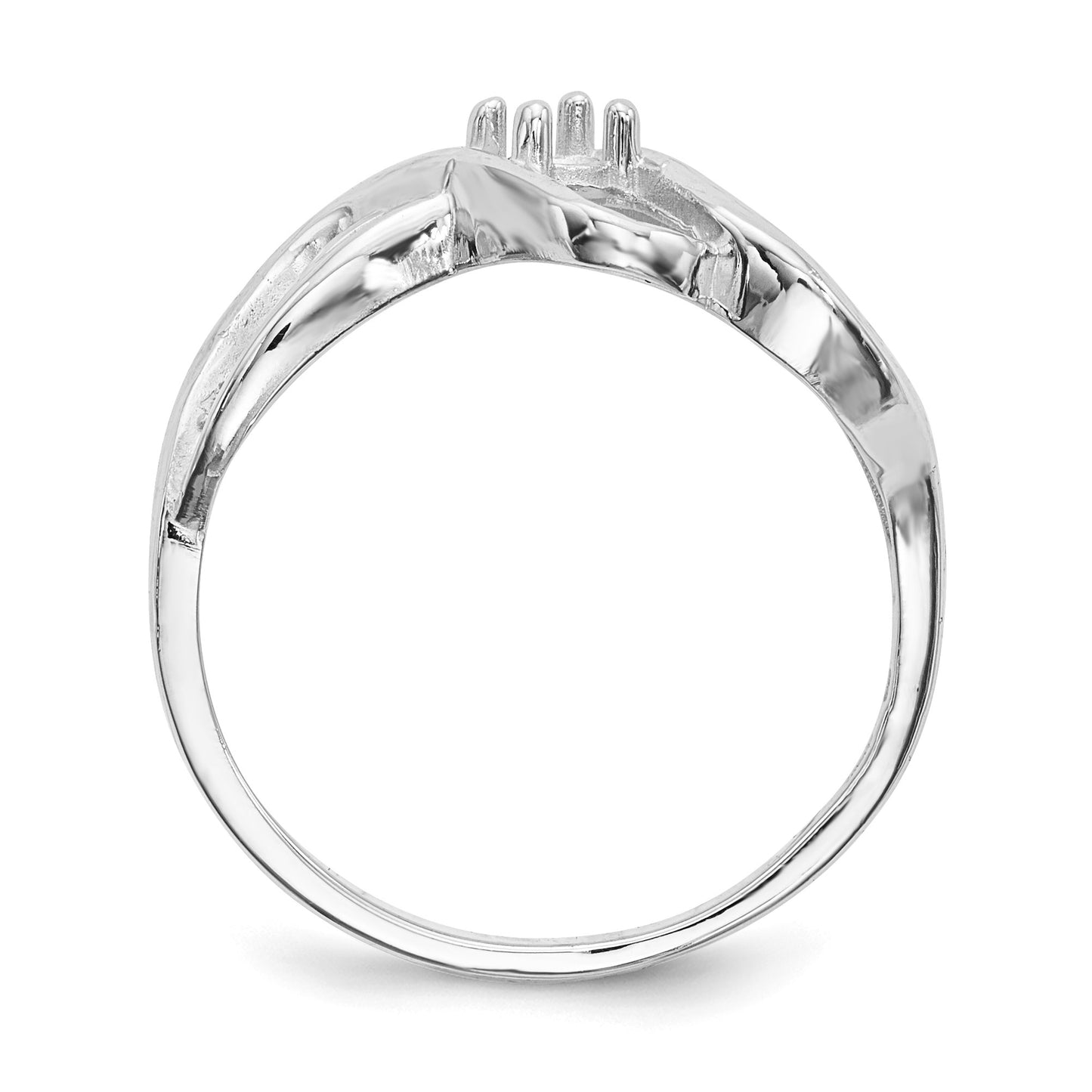 14k White Gold Polished 1-Stone Mothers Ring Mounting