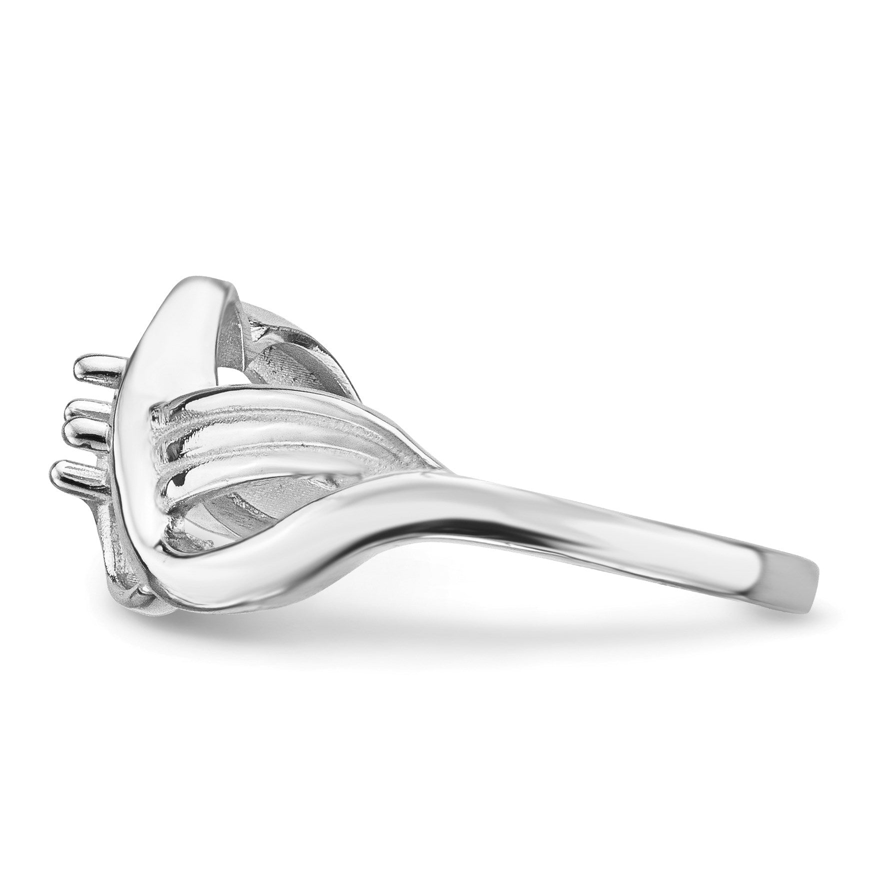 14k White Gold Polished 1-Stone Mothers Ring Mounting