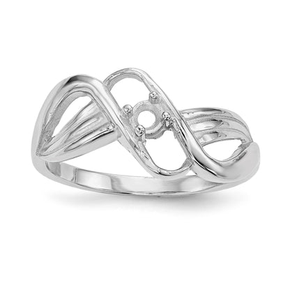 14k White Gold Polished 1-Stone Mothers Ring Mounting