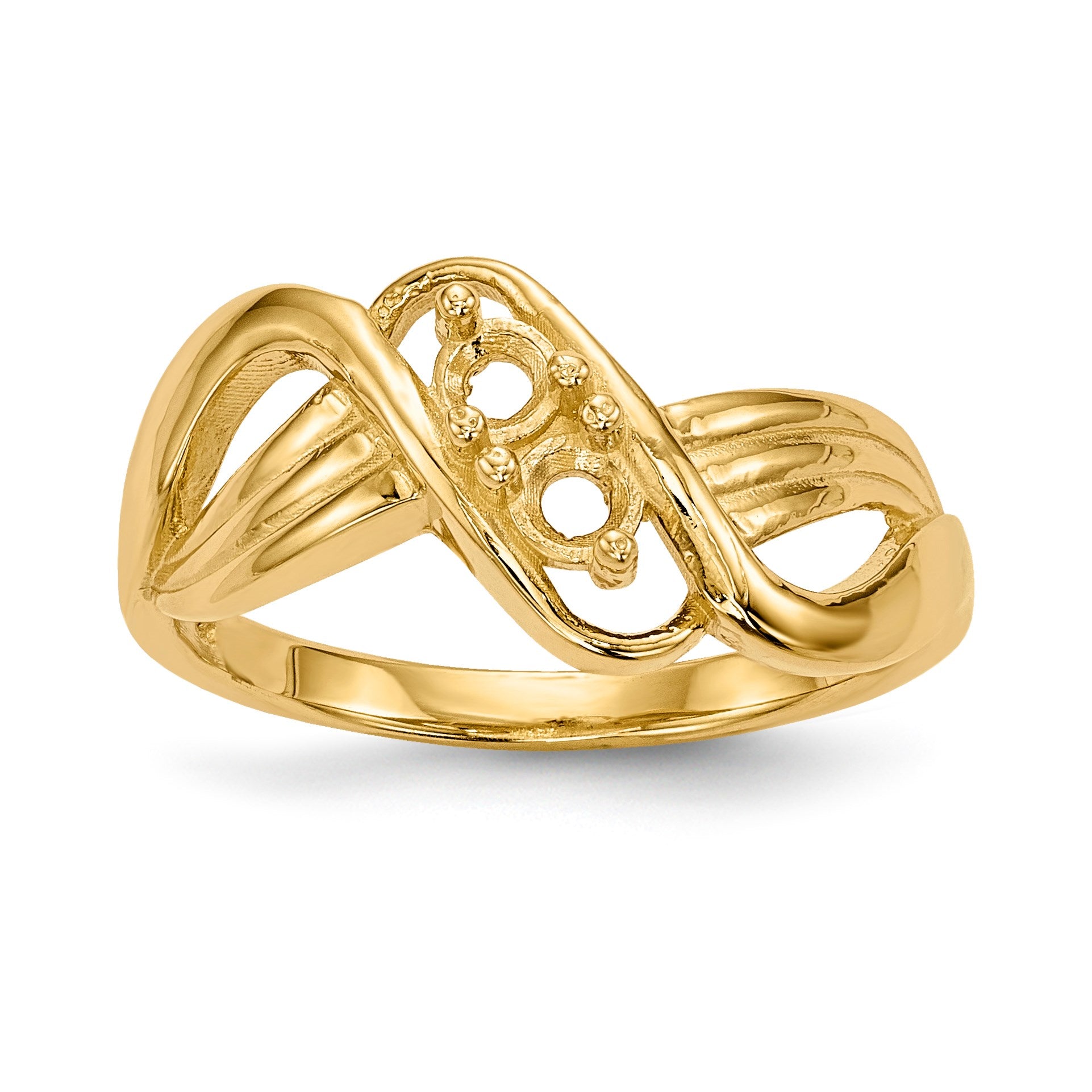 14k Polished 2-Stone Mothers Ring Mounting