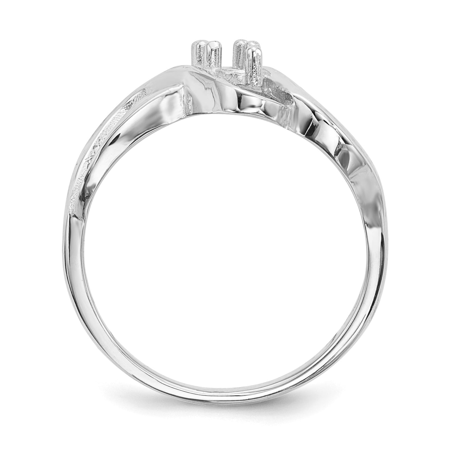 14k White Gold Polished 2-Stone Mothers Ring Mounting
