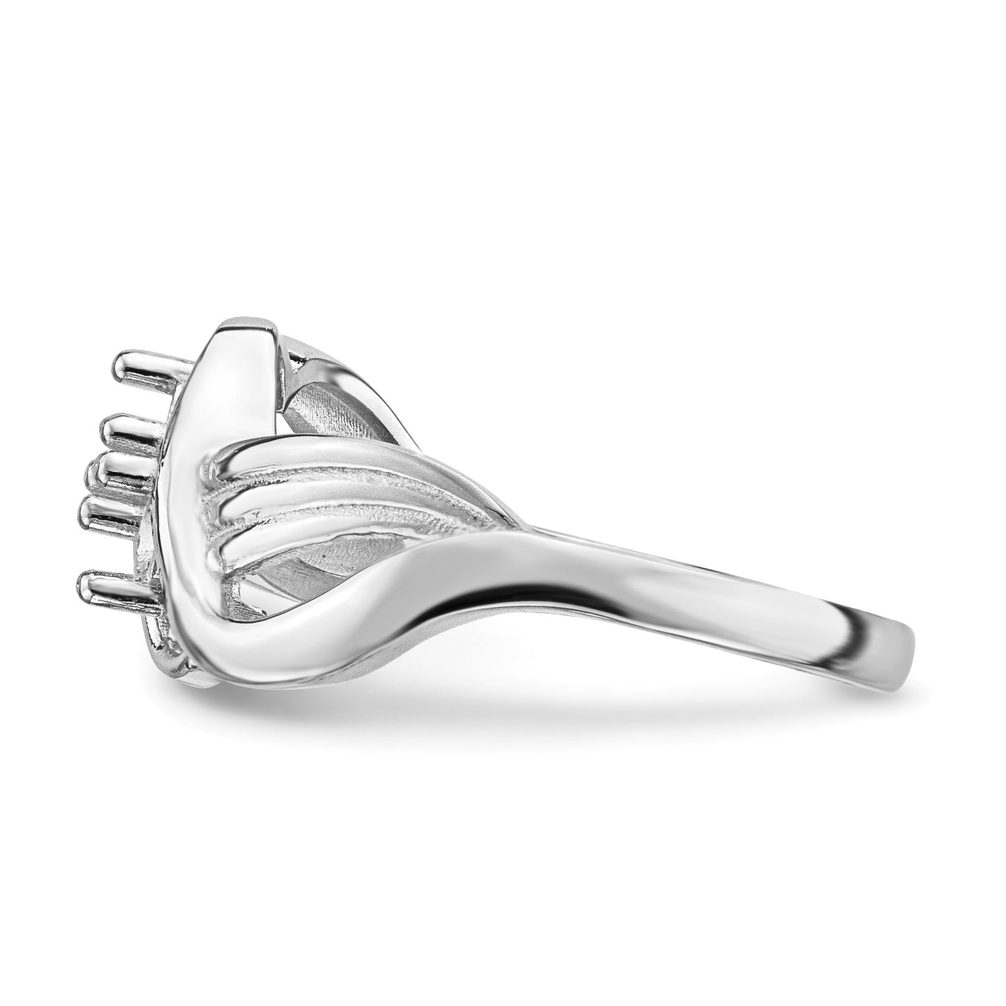 14k White Gold Polished 2-Stone Mothers Ring Mounting