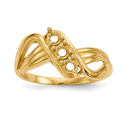 14k Polished 3-Stone Mothers Ring Mounting