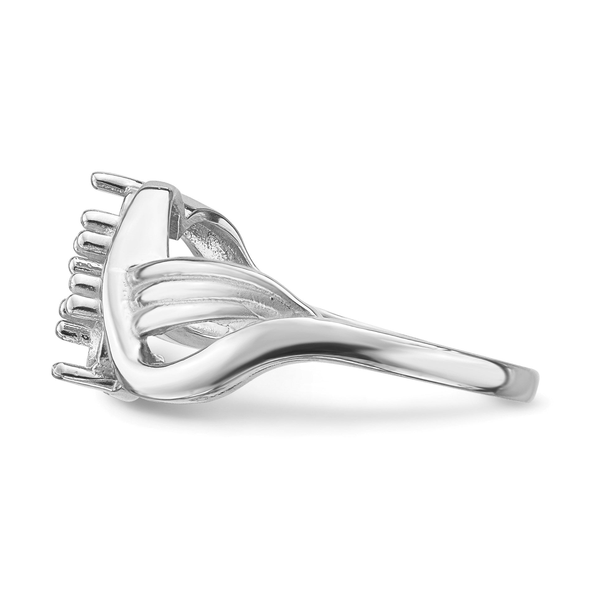 14k White Gold Polished 3-Stone Mothers Ring Mounting