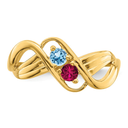 14k Polished 2-Stone Mothers Ring Mounting