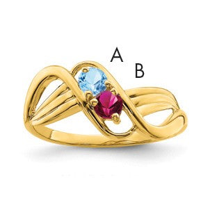 14k Polished 2-Stone Mothers Ring Mounting