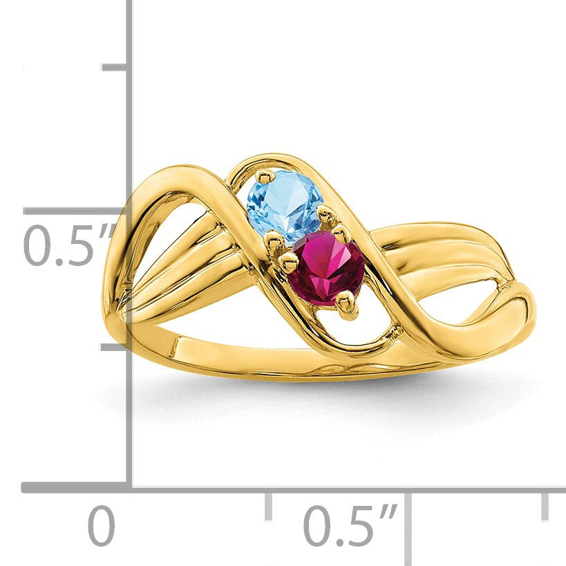 14k Polished 2-Stone Mothers Ring Mounting