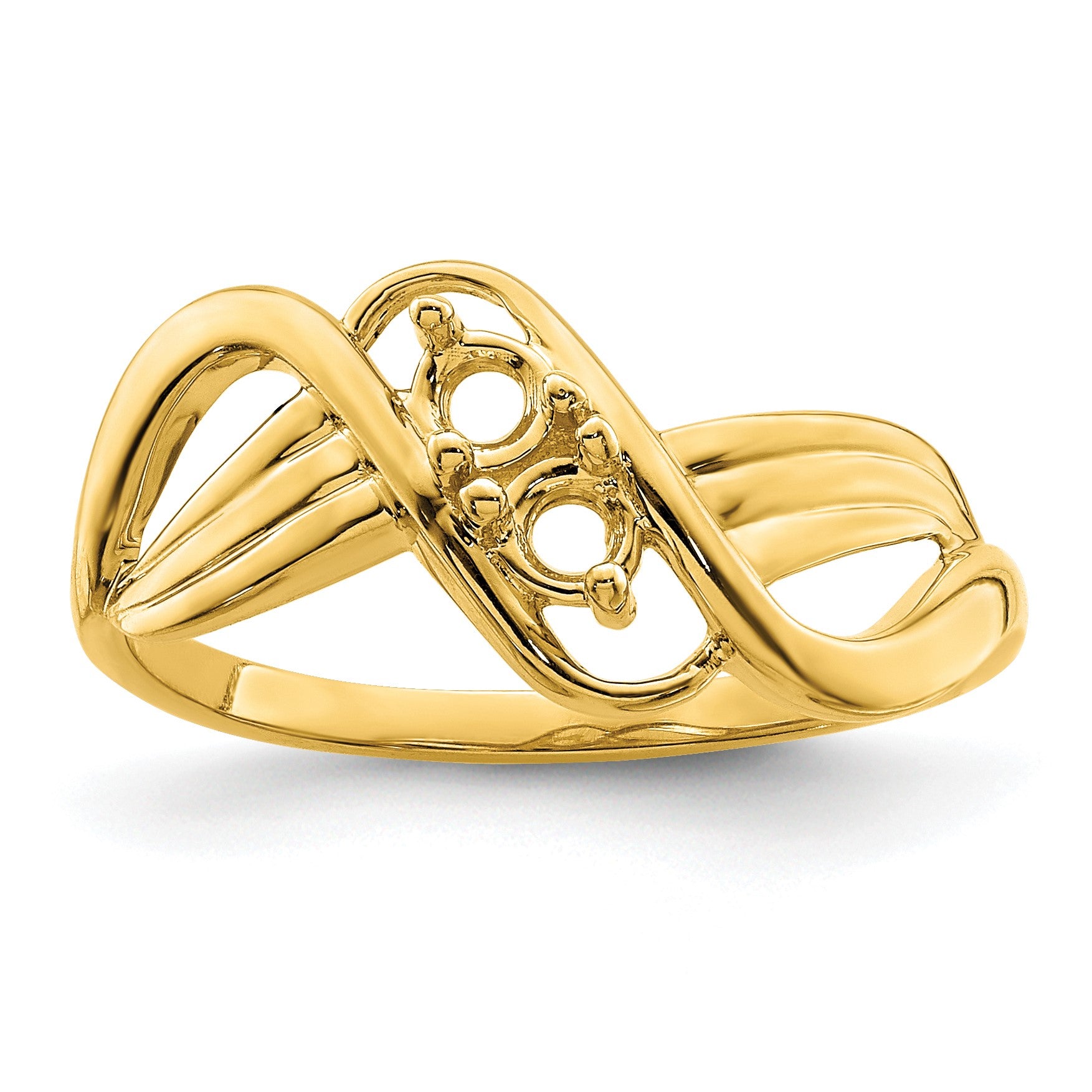 14k Polished 2-Stone Mothers Ring Mounting
