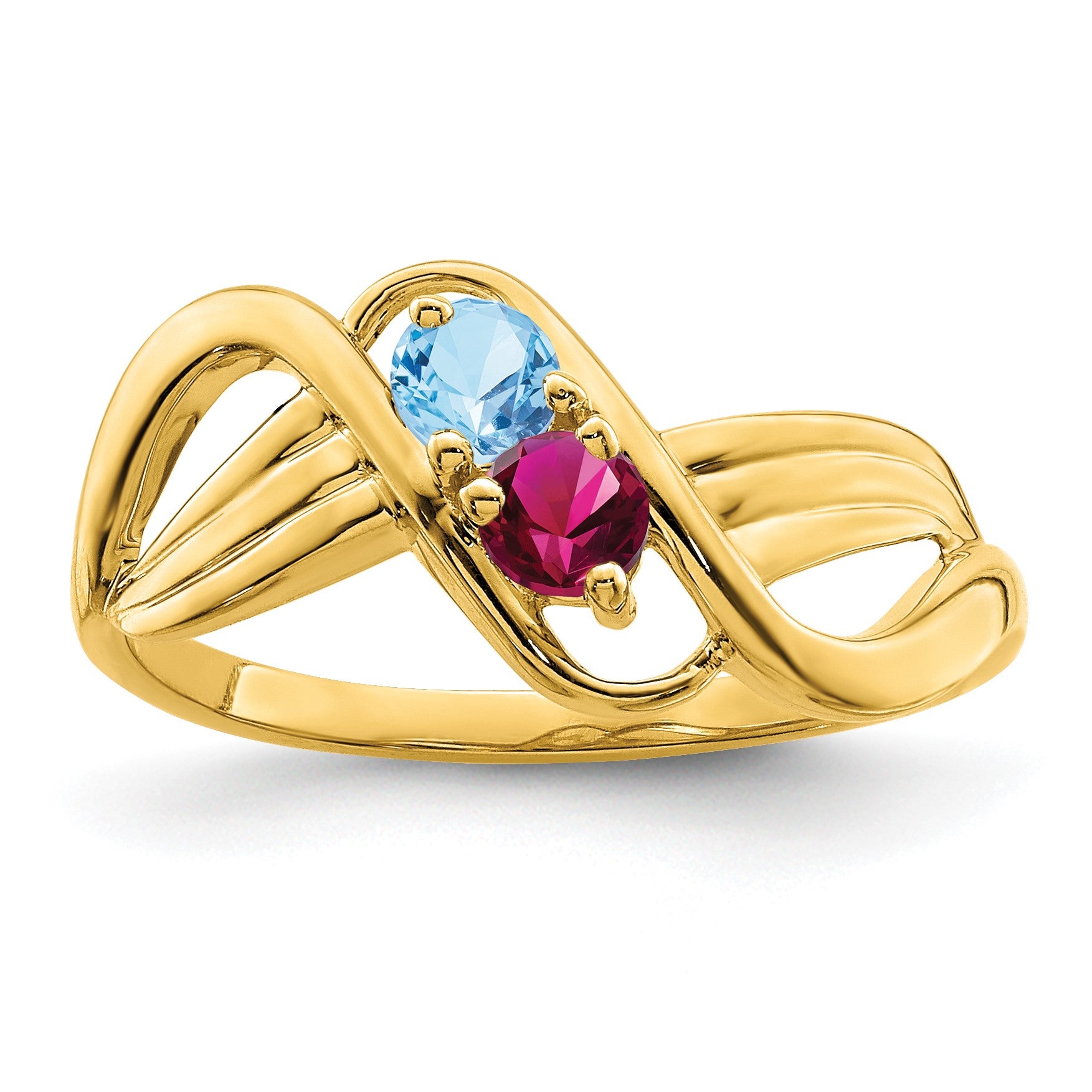 14k Polished 2-Stone Mothers Ring Mounting