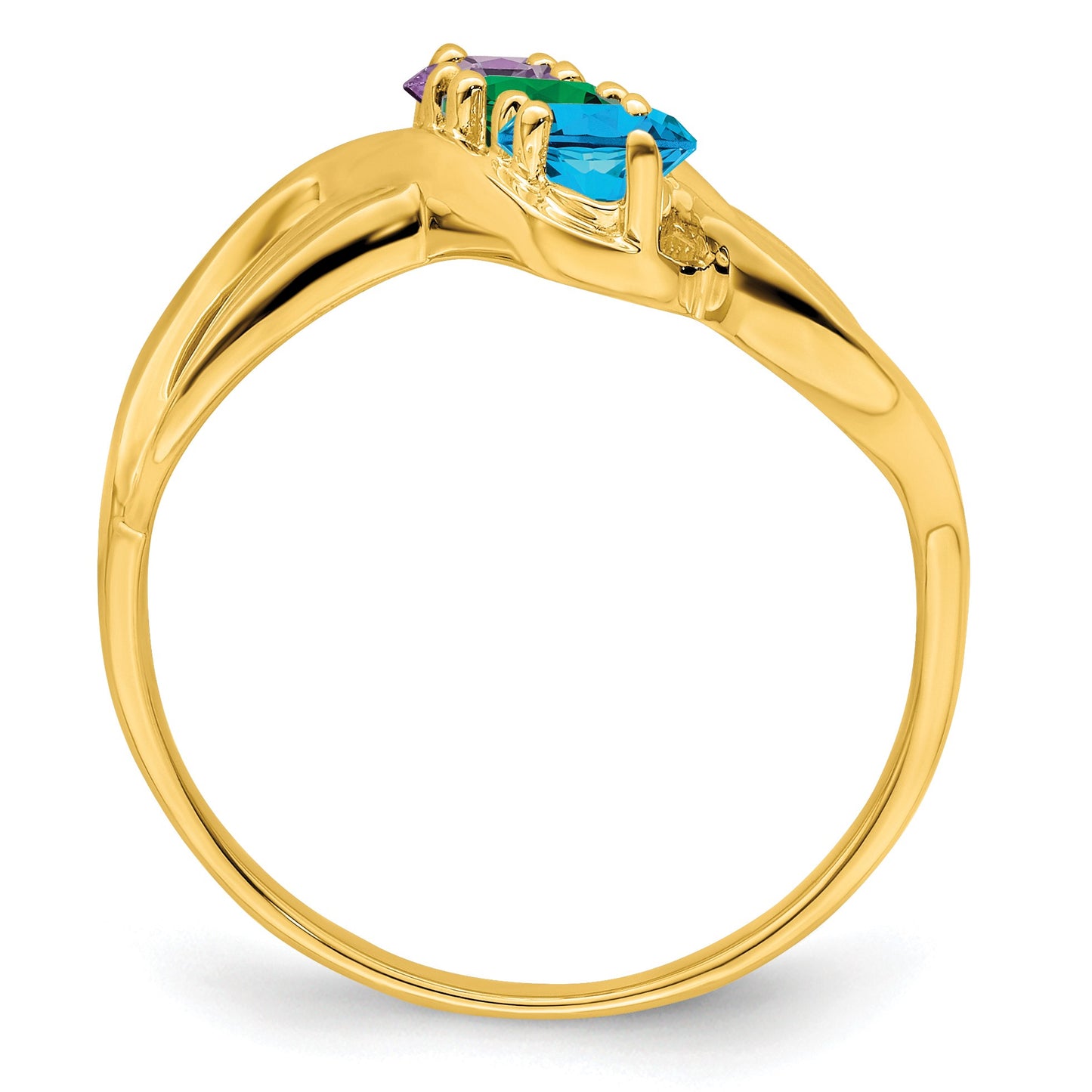 14k Polished 3-Stone Mothers Ring Mounting
