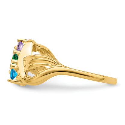 14k Polished 3-Stone Mothers Ring Mounting