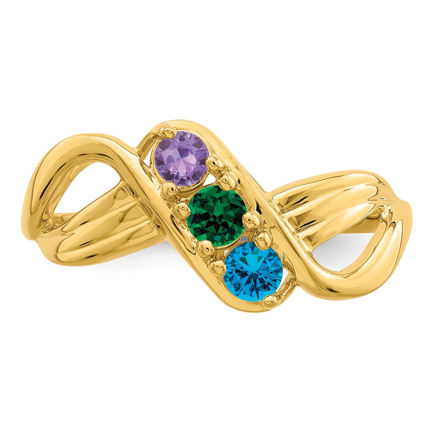 14k Polished 3-Stone Mothers Ring Mounting