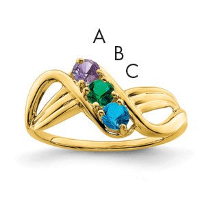 14k Polished 3-Stone Mothers Ring Mounting