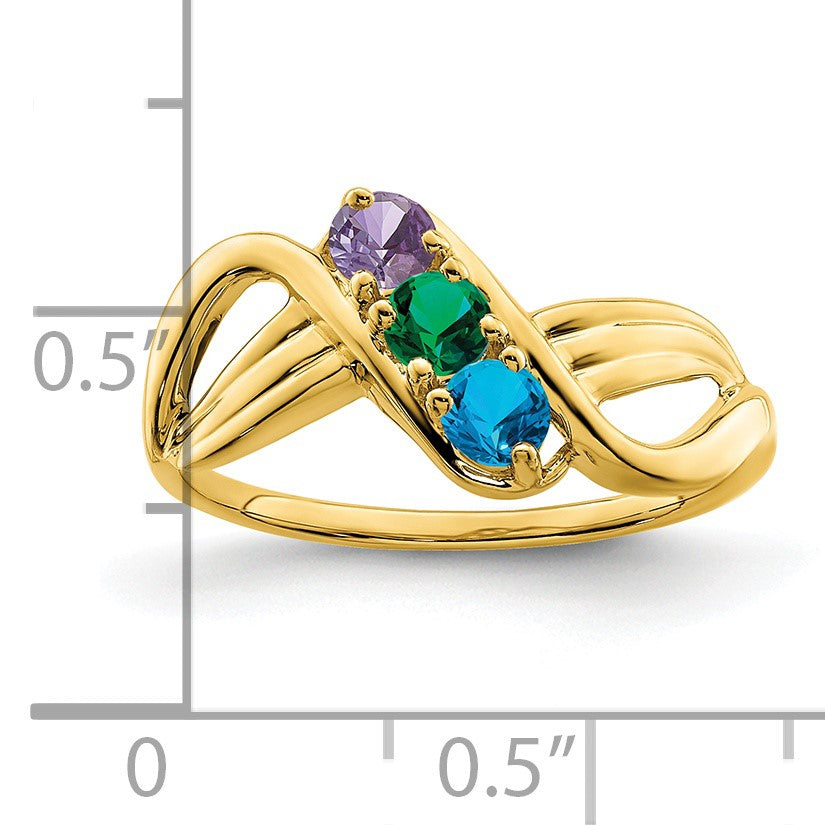 14k Polished 3-Stone Mothers Ring Mounting