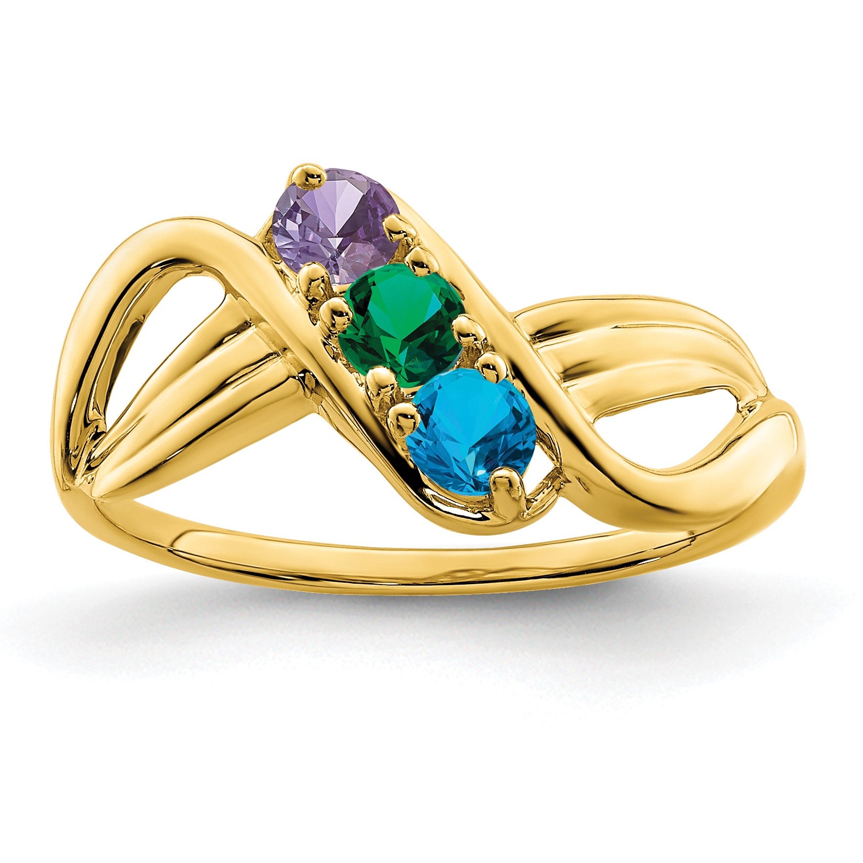 14k Polished 3-Stone Mothers Ring Mounting