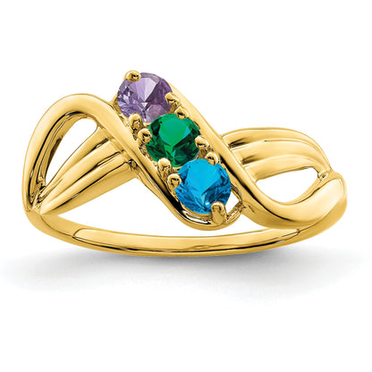 14k Polished 3-Stone Mothers Ring Mounting