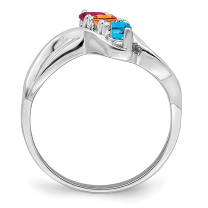 Sterling Silver Rhodium-plated Family Jewelry Mounting