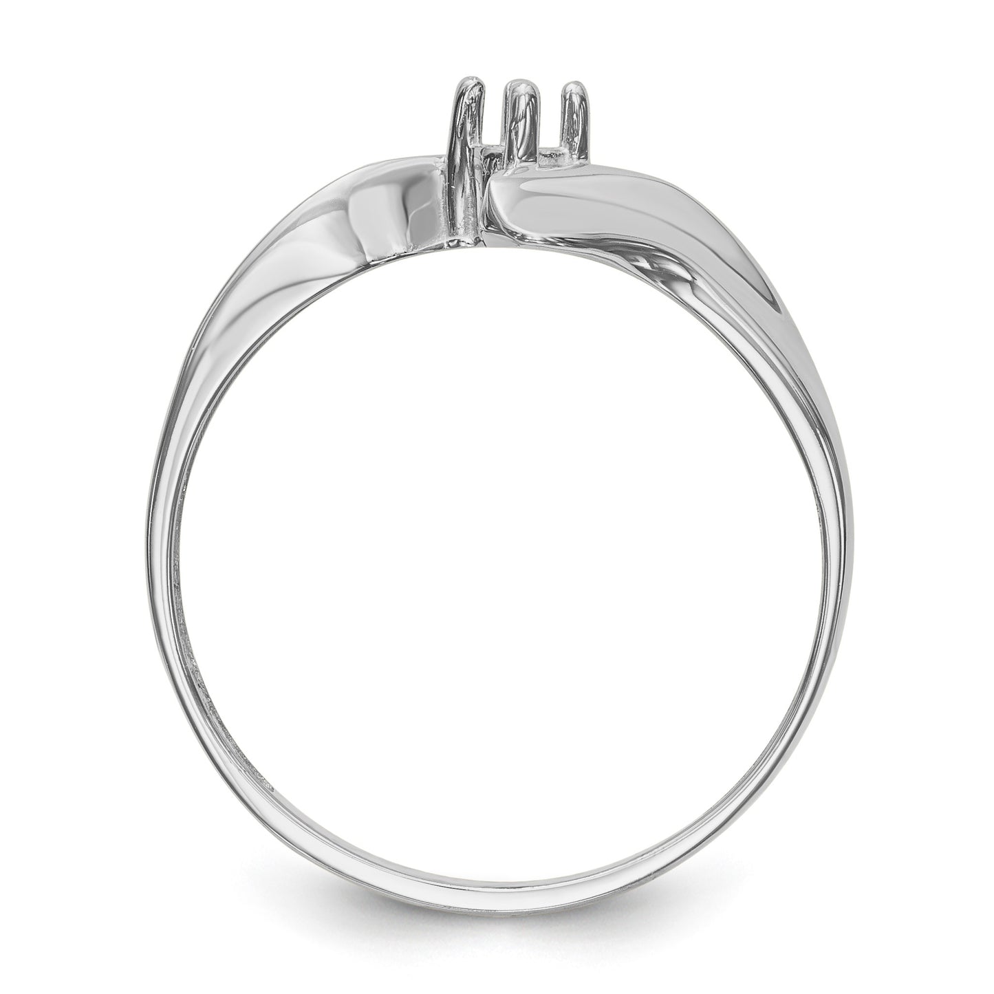 14k White Gold Polished 1-Stone Mothers Ring Mounting
