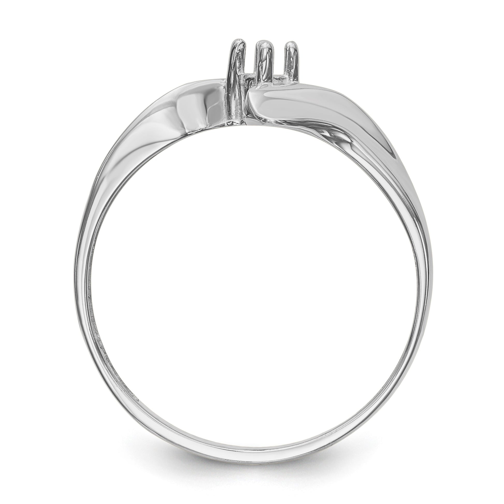 14k White Gold Polished 1-Stone Mothers Ring Mounting