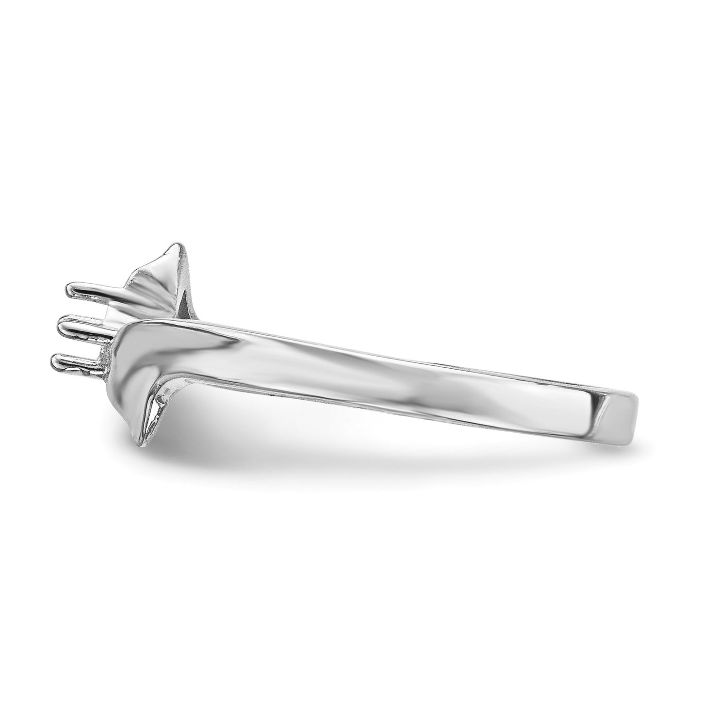 14k White Gold Polished 1-Stone Mothers Ring Mounting
