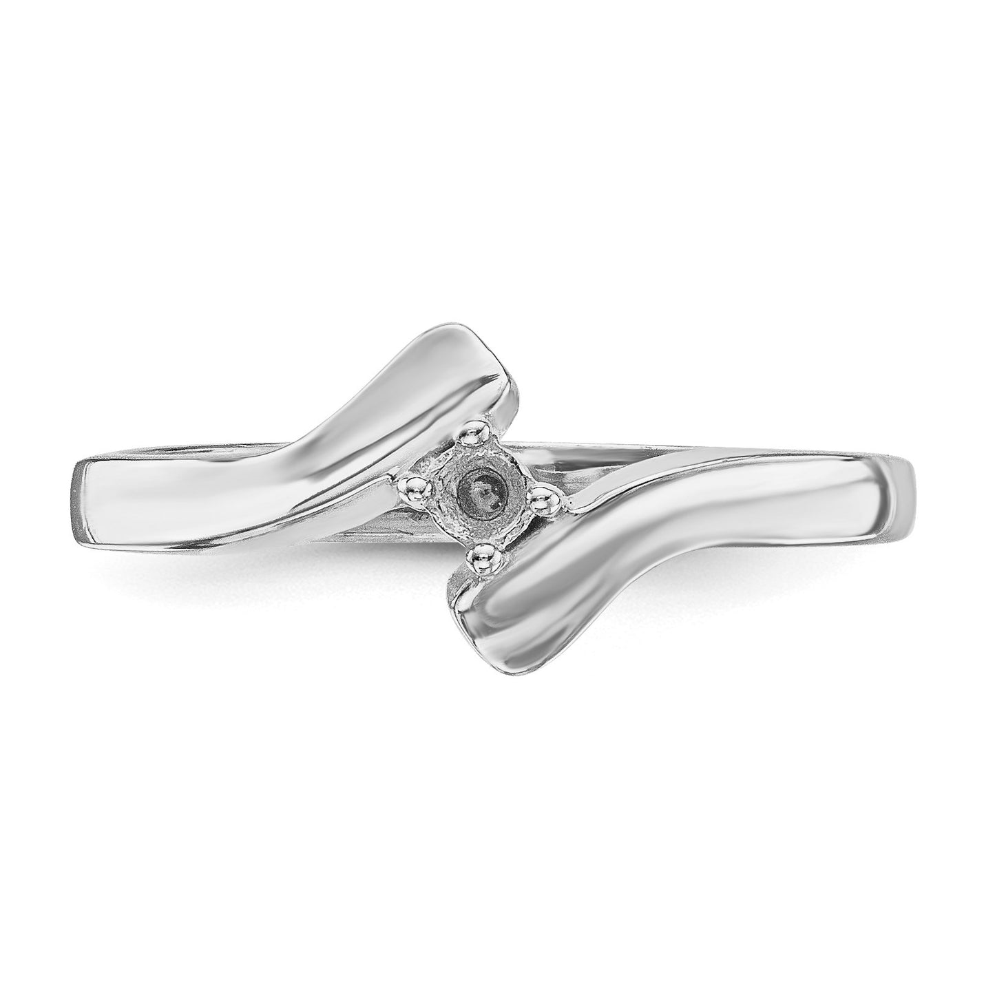 14k White Gold Polished 1-Stone Mothers Ring Mounting